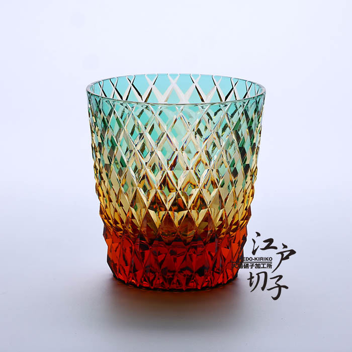 ロックグラス 竹編み【緑/琥珀】