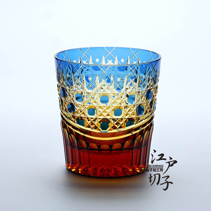 ロックグラス 八角籠目華やぎ【瑠璃/琥珀】
