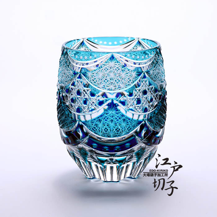 樽型ロックグラス カーテンコール【瑠璃・緑/透き】