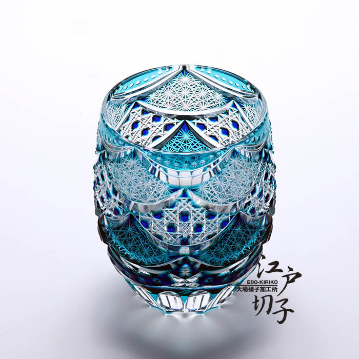 樽型ロックグラス カーテンコール【瑠璃・緑/透き】