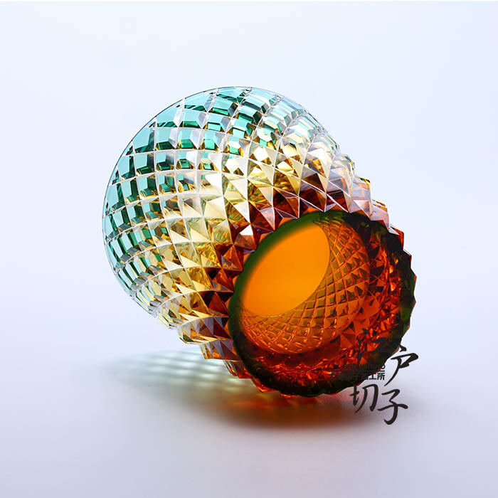 ロックグラス 竹編み【緑/琥珀】