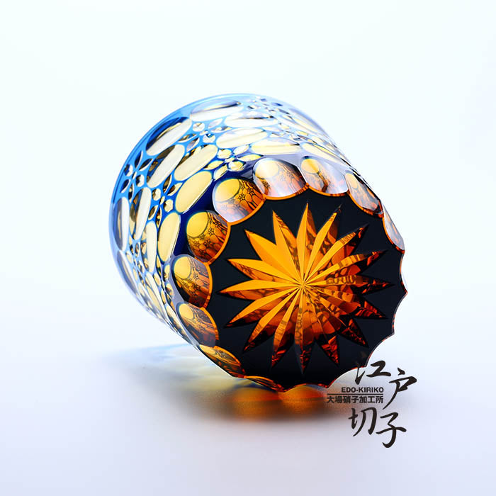 ロックグラス 万華鏡【瑠璃/琥珀】 – 江戸切子 大場硝子加工所