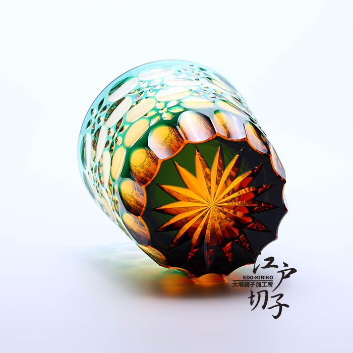 緑/琥珀 – 江戸切子 大場硝子加工所