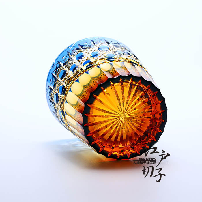 ロックグラス 八角籠目華やぎ【瑠璃/琥珀】